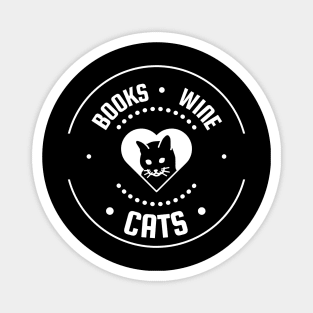 Books Wine Cats Magnet